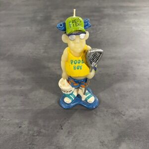 Vintage Boston Warehouse Pool Boy Novelty Candle Hand Painted Wax Figure Kitsch
